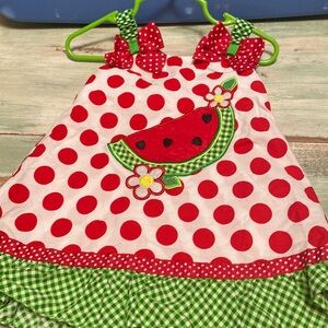 Youngland Girls 18 M Watermelon Red Theme Dress Sleeveless